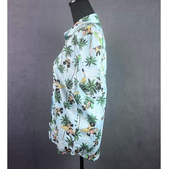 Disney Junior Mickey Mouse Hawaiian Shirt Kids Size 18/20 Blue Button Up Surf - Picture 3 of 9